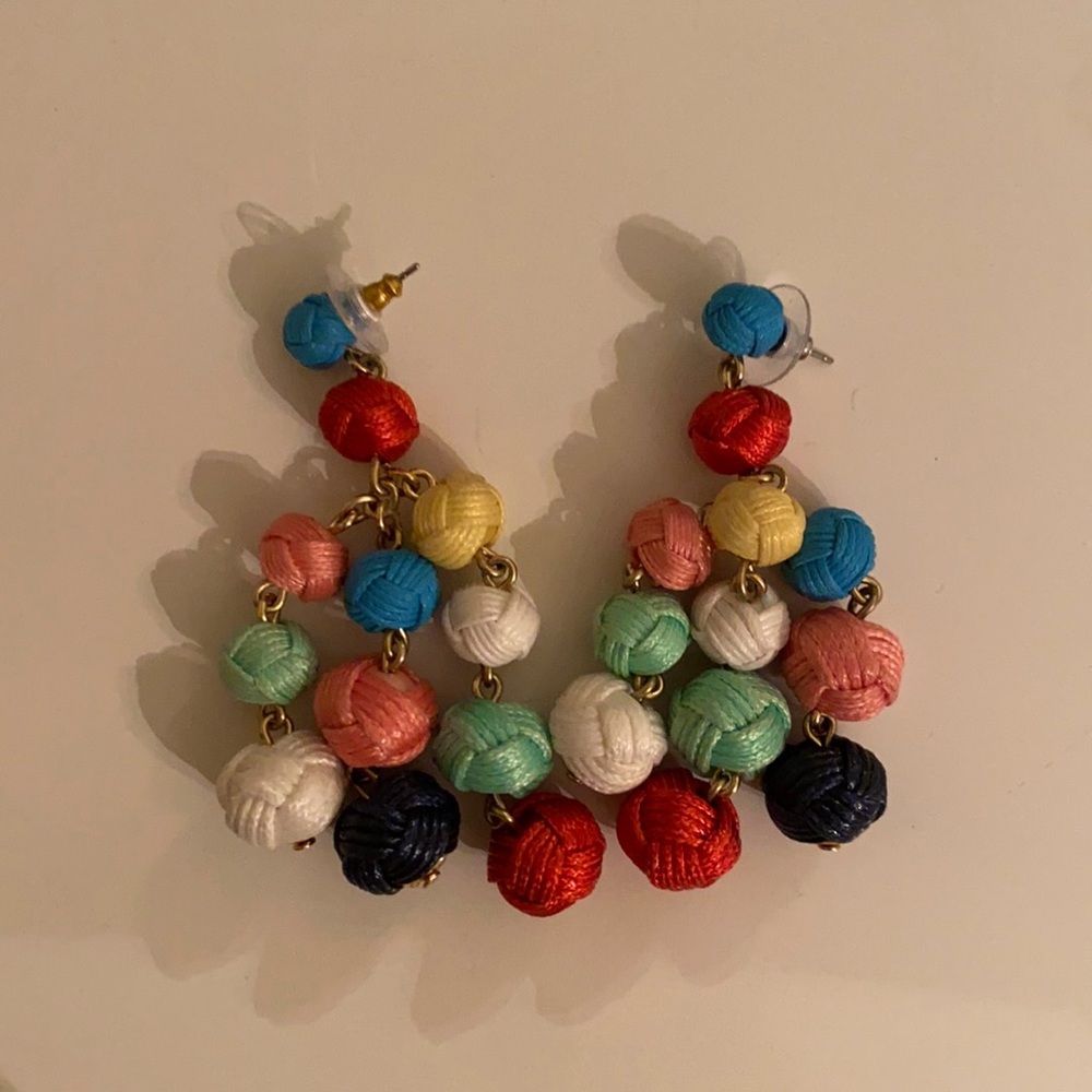 J crew rainbow multi colored statement earrings